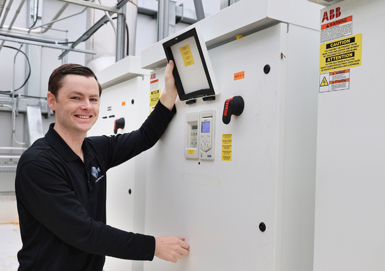 Technician working on equipment
